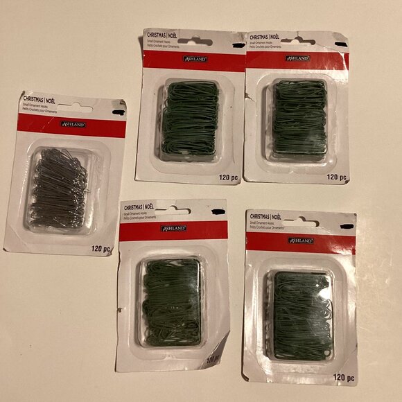 Ashland Christmas Tree Silver & Green Ornament Hooks 120 Each Pack - Picture 1 of 4